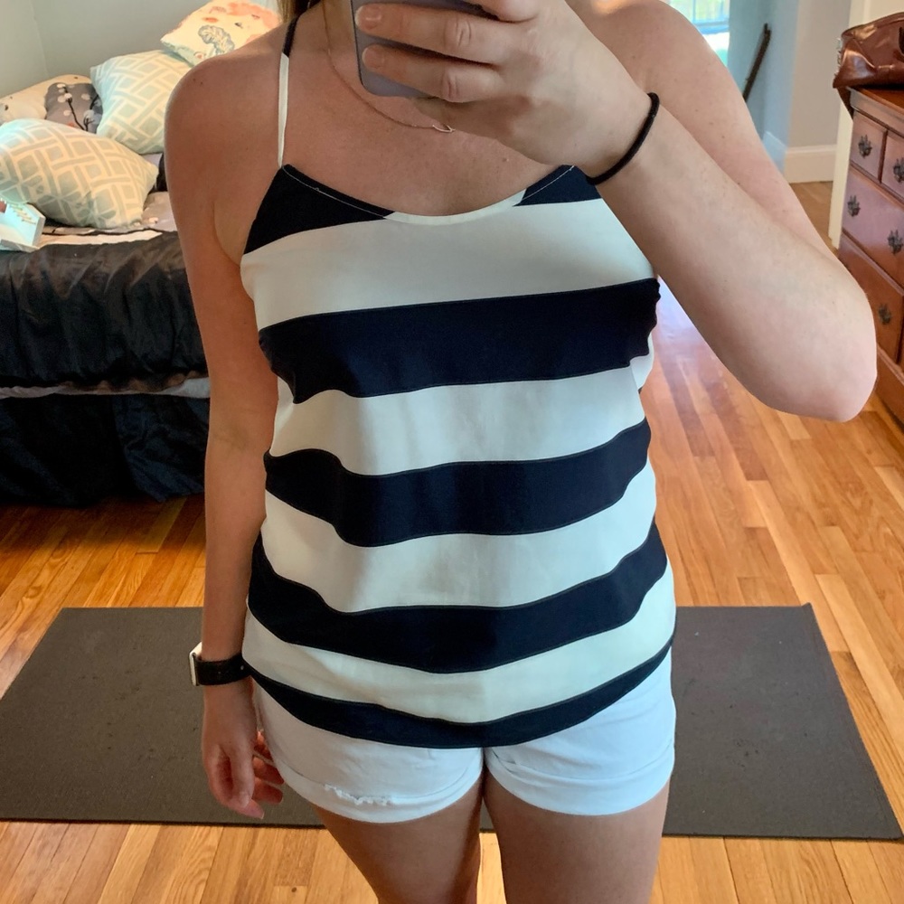 J Crew navy & white striped tank